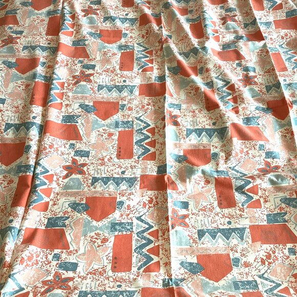 Twin Duvet Cover 53" x 75" Orange Blue Bedding Button Closure Cotton - Picture 1 of 3